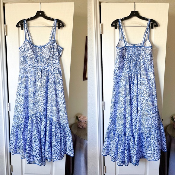 Charo Ruiz Irene Embroidered Corset Maxi Dress Indigo Blue Large EUC - Picture 2 of 6